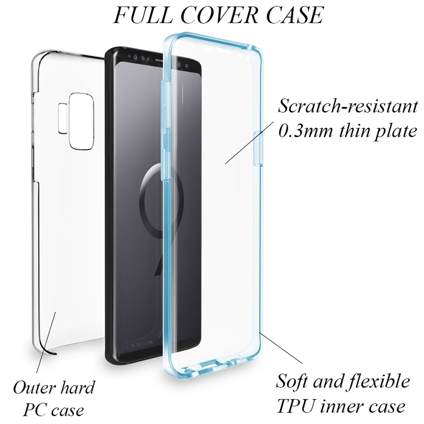 NALIA 360 Grad Handy Hülle für Samsung Galaxy S9, Full Cover Case Bumper Etui