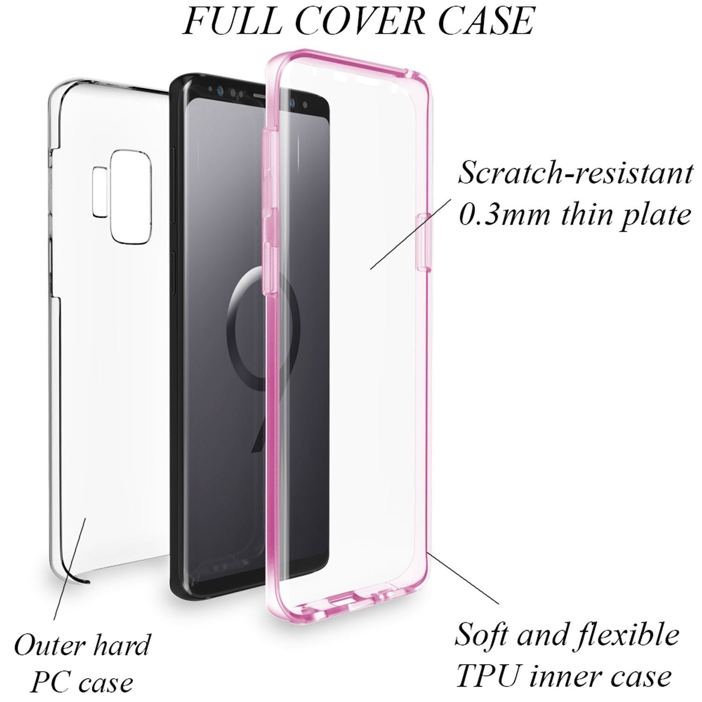 NALIA 360 Grad Handy Hülle für Samsung Galaxy S9, Full Cover Case Bumper Etui