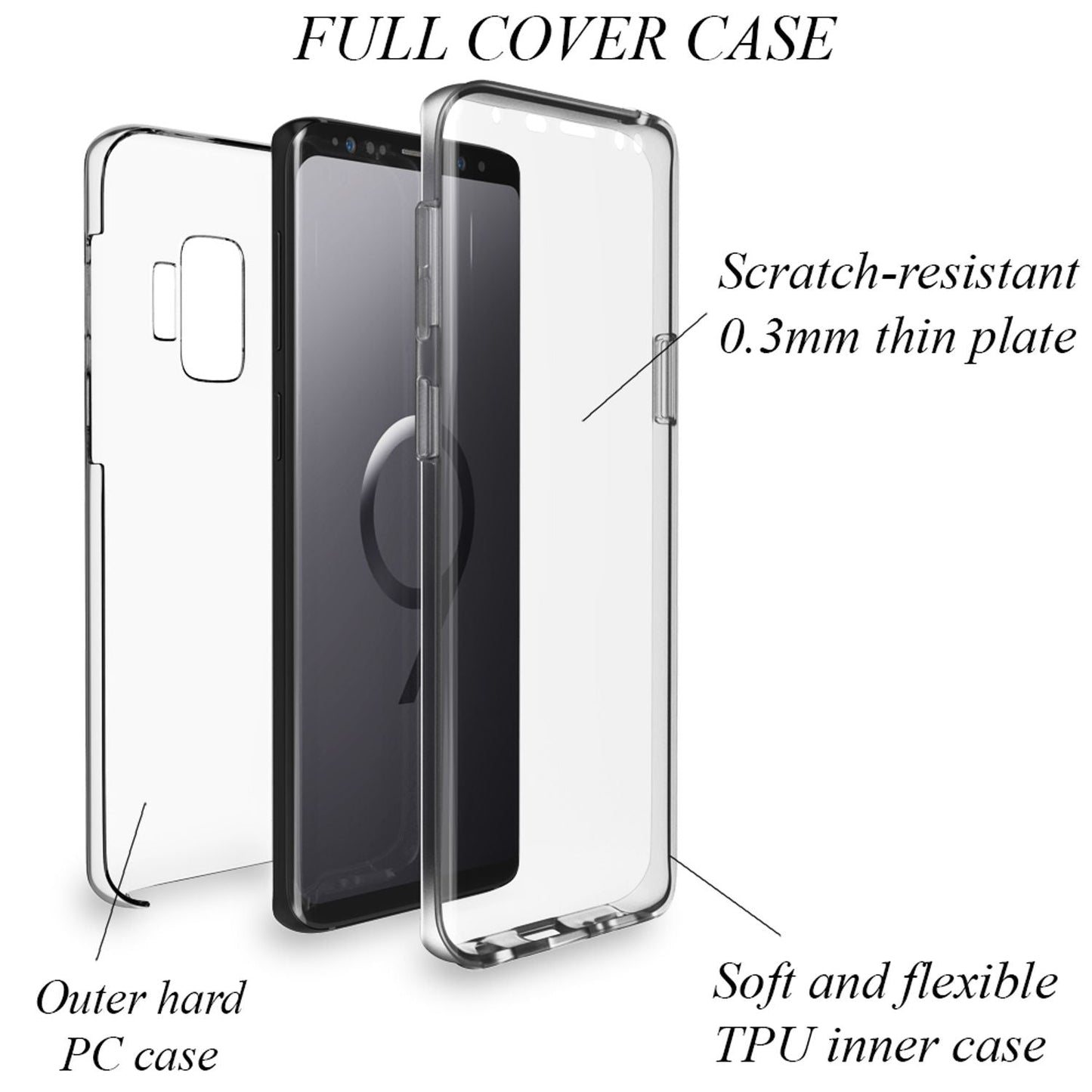 NALIA 360 Grad Handy Hülle für Samsung Galaxy S9, Full Cover Case Bumper Etui