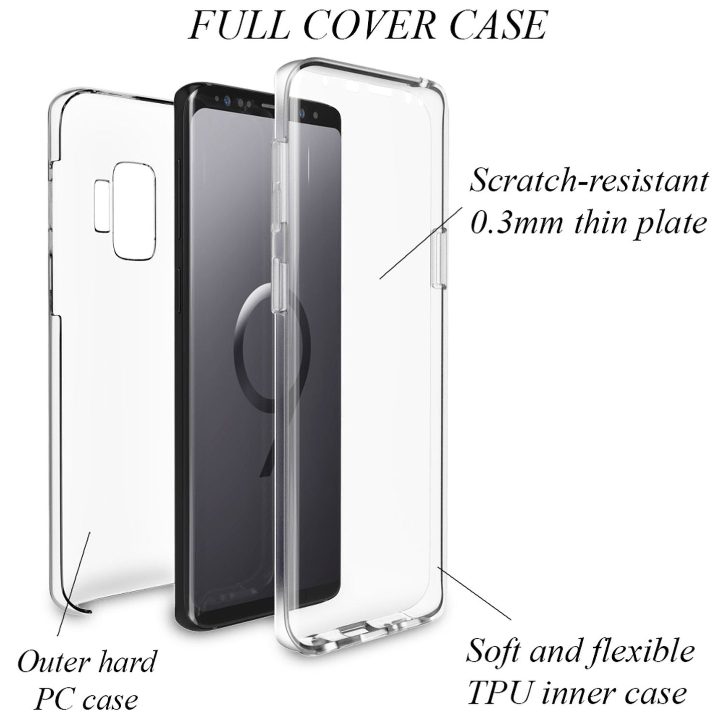 NALIA 360 Grad Handy Hülle für Samsung Galaxy S9, Full Cover Case Bumper Etui