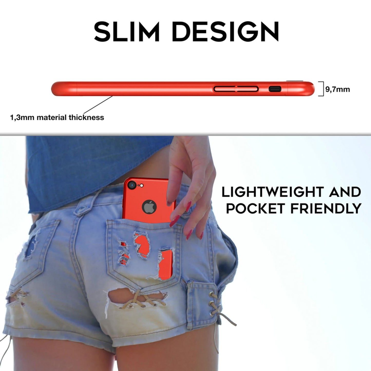 NALIA Hülle 360 Grad - Rundumschutz Displayschutzglas 2-in-1 Etui Kompatibel iPhone 7