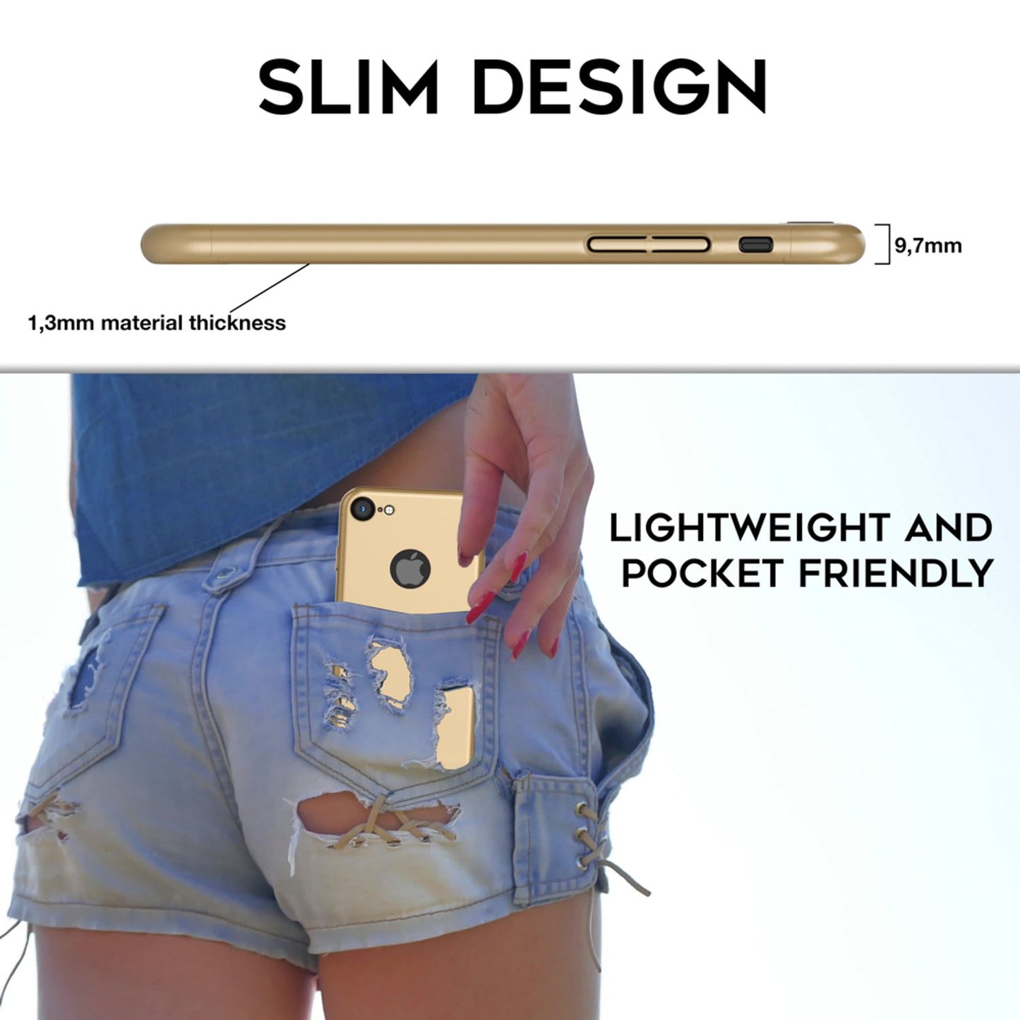 NALIA Hülle 360 Grad - Rundumschutz Displayschutzglas 2-in-1 Etui Kompatibel iPhone 7