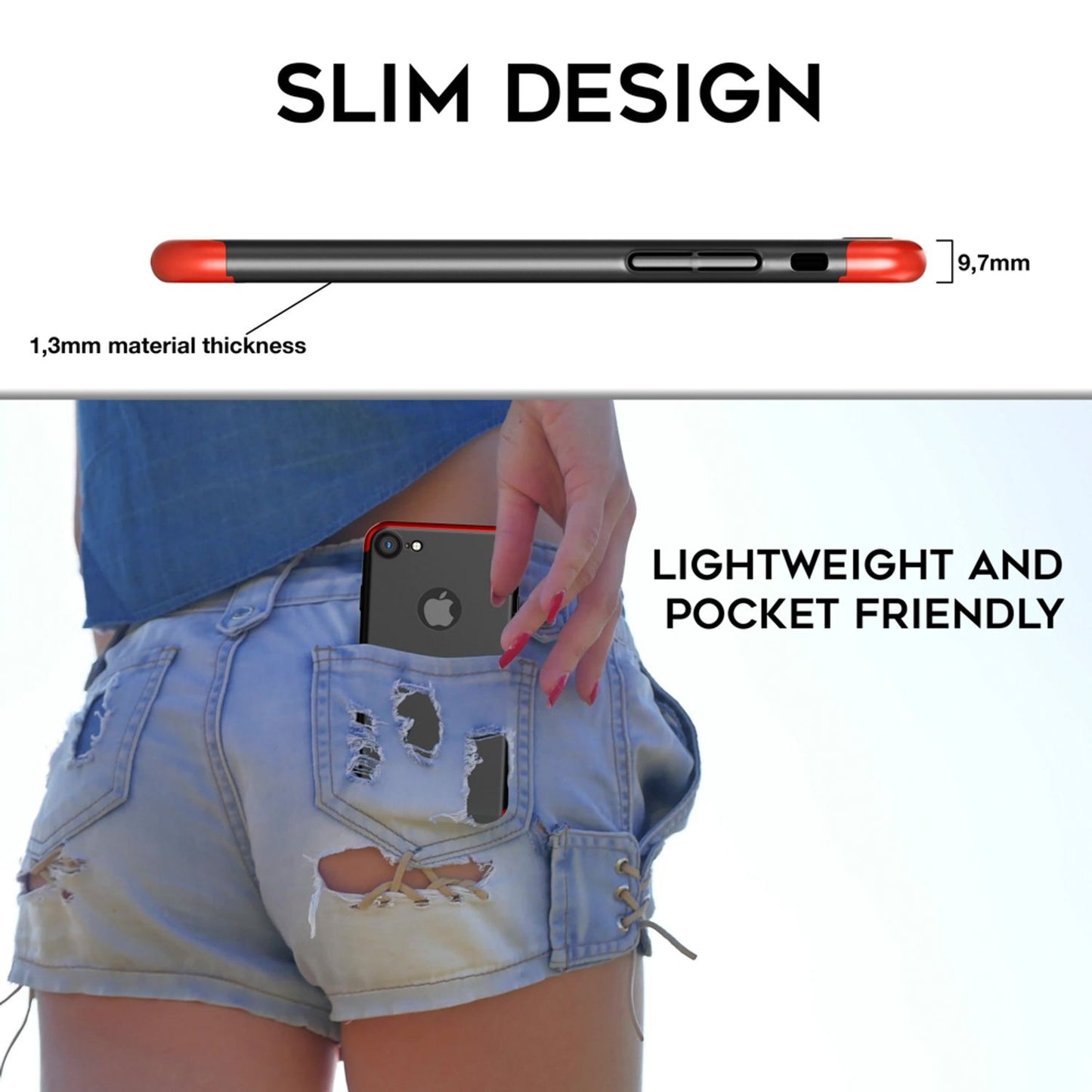 NALIA Hülle 360 Grad - Rundumschutz Displayschutzglas 2-in-1 Etui Kompatibel iPhone 7