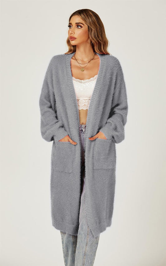 Relaxed Cozy Soft Cardigan In Grey