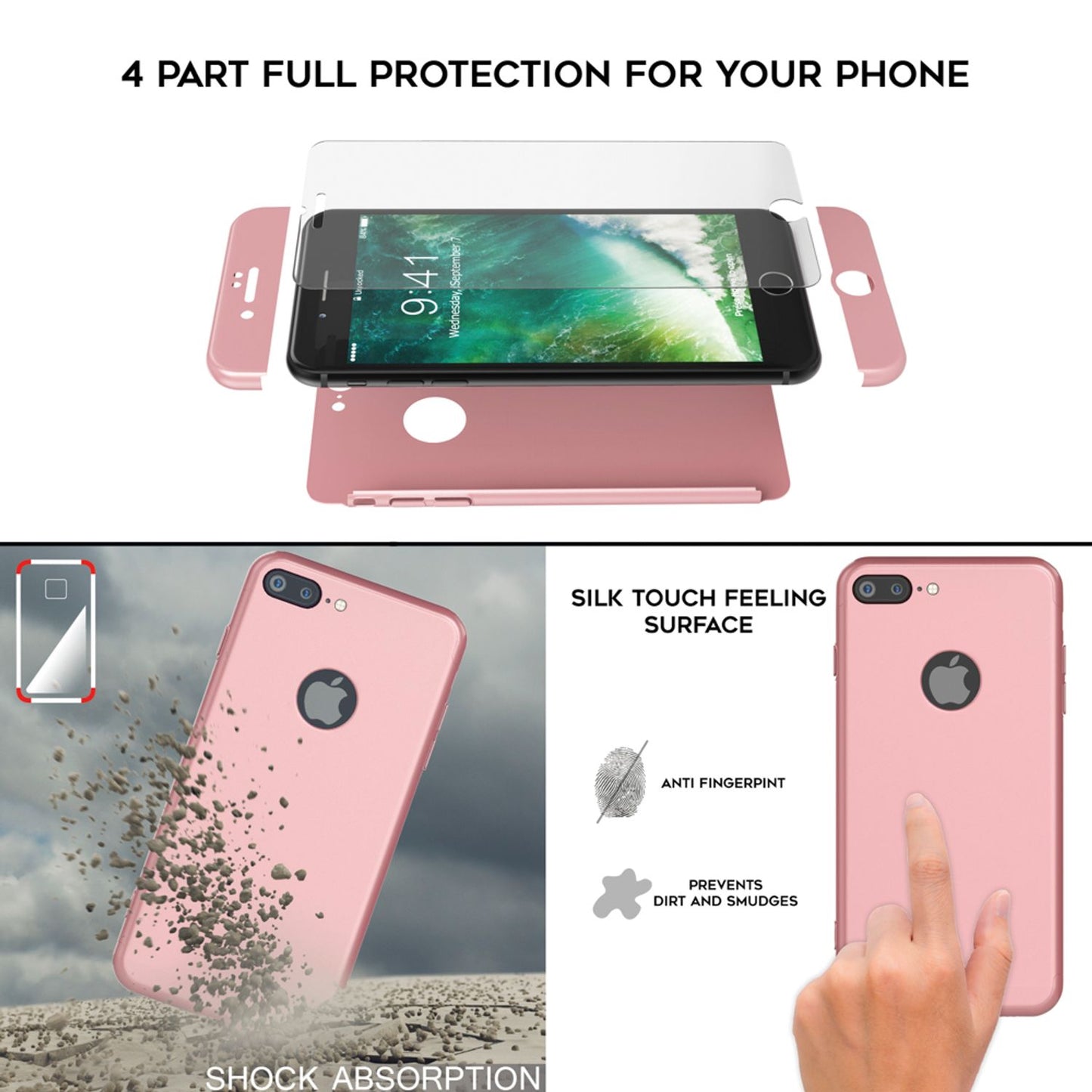 NALIA iPhone 7 Plus 360 Grad Hülle Premium Vollschutz - Glasfront Glasrückseite Dünn