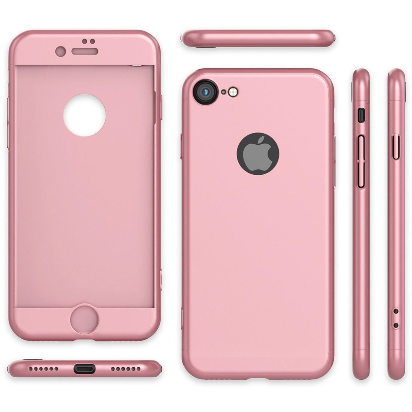 NALIA Hülle 360 Grad - Rundumschutz Displayschutzglas 2-in-1 Etui Kompatibel iPhone 7