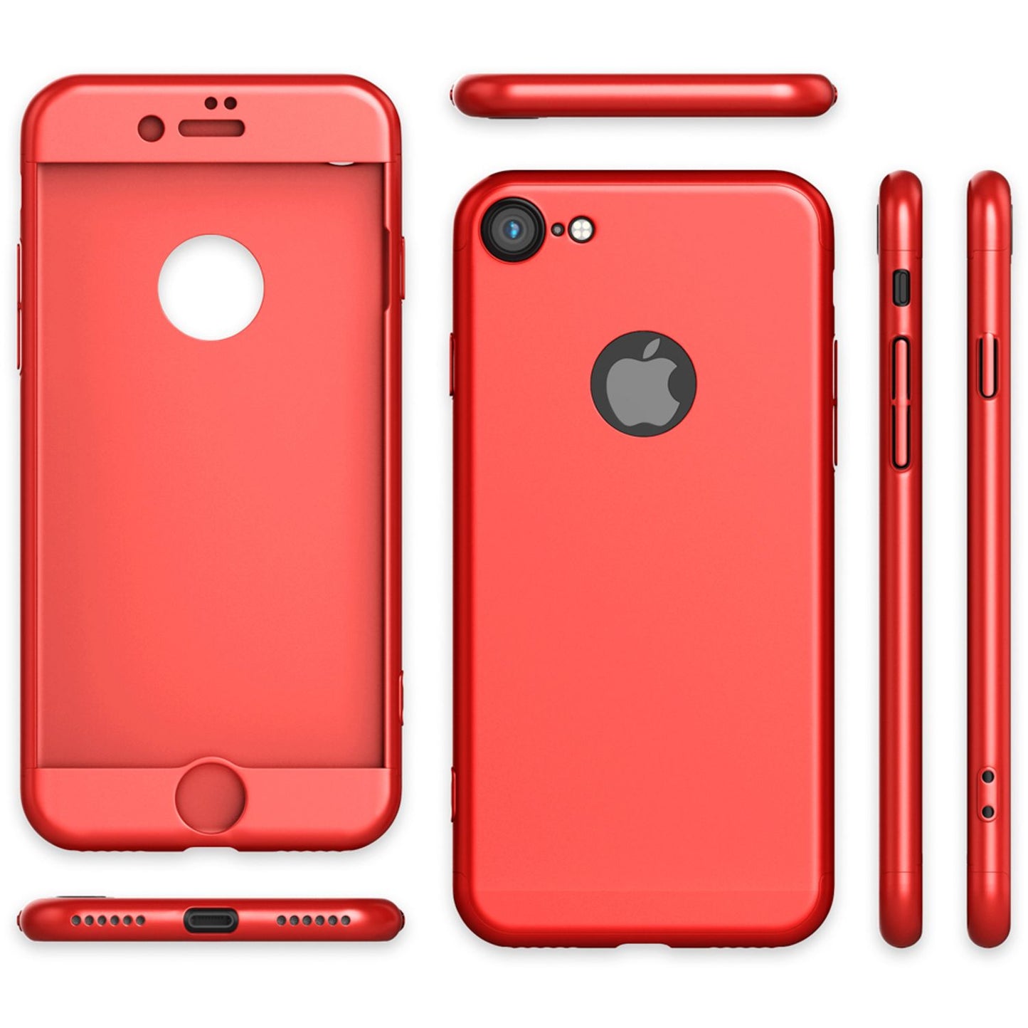 NALIA Hülle 360 Grad - Rundumschutz Displayschutzglas 2-in-1 Etui Kompatibel iPhone 7