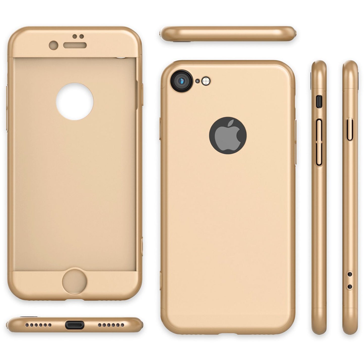 NALIA Hülle 360 Grad - Rundumschutz Displayschutzglas 2-in-1 Etui Kompatibel iPhone 7