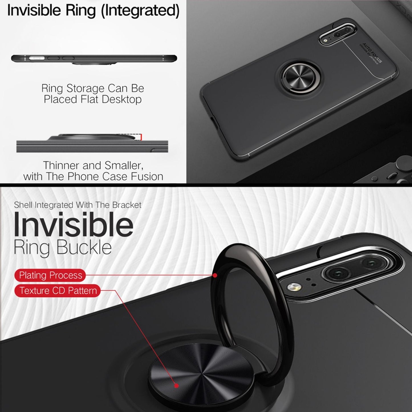 NALIA Ring Hülle für Huawei P20, Schutz Cover Magnetisch Silikon Handy Case