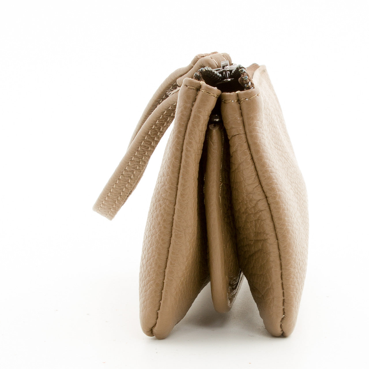 Leder Portmonee im Clutch Stiel Beige