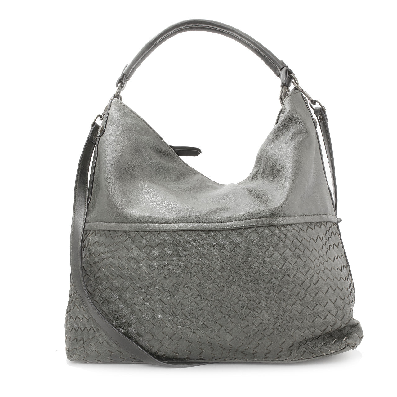 Schultertasche Beutel mit Flechtoptik