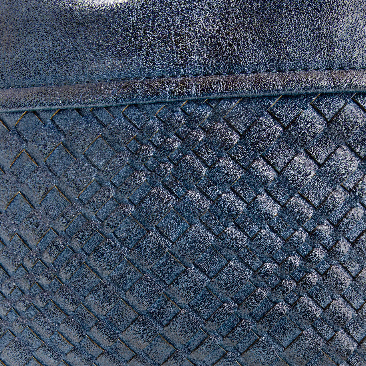 Schultertasche Beutel mit Flechtoptik Blau