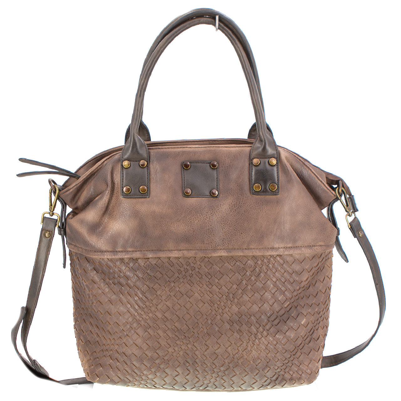 Große Vintagetasche Flechtoptik Braun