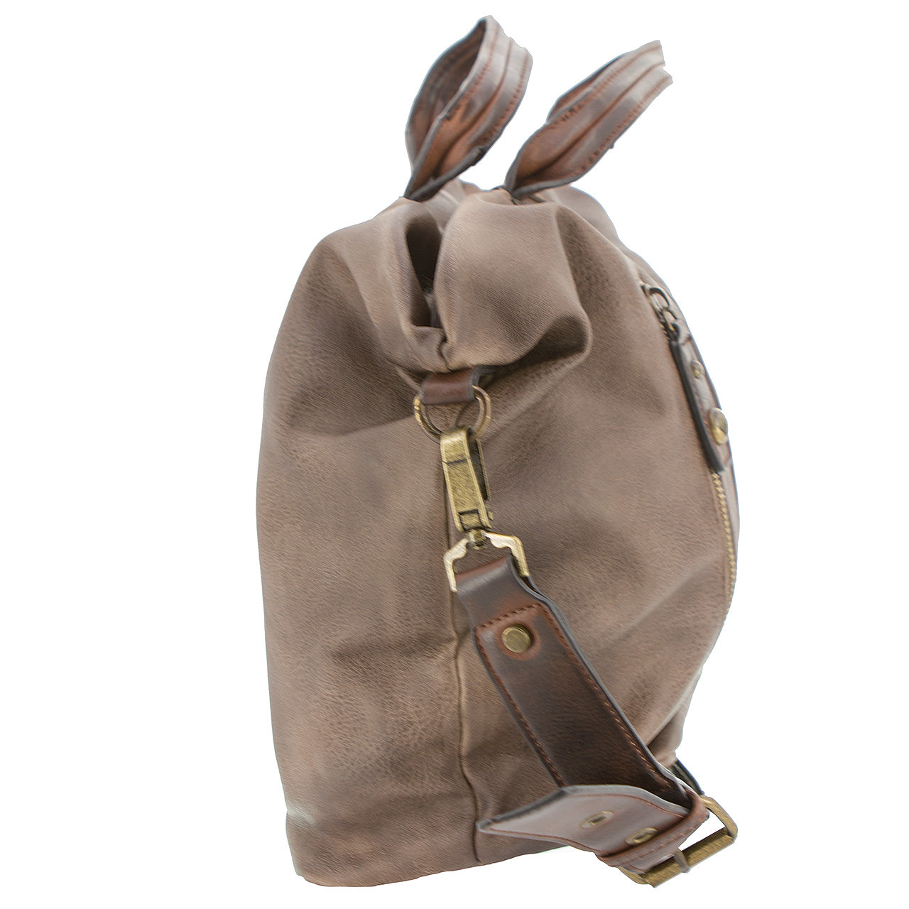 Vintage Shoppertasche mit aufgesetztem Reißverschluß Braun