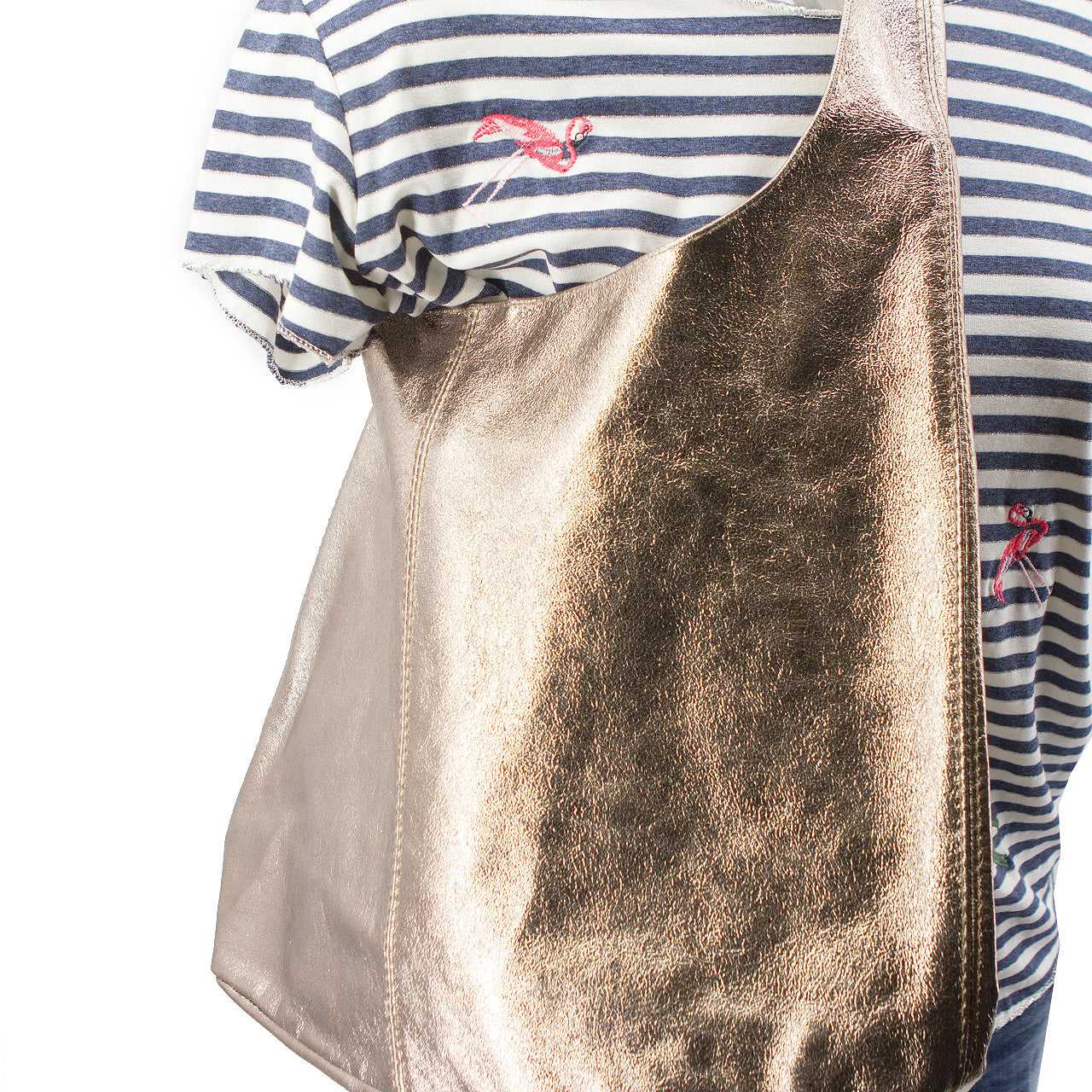 Leder Schulter- Beuteltasche Bronze