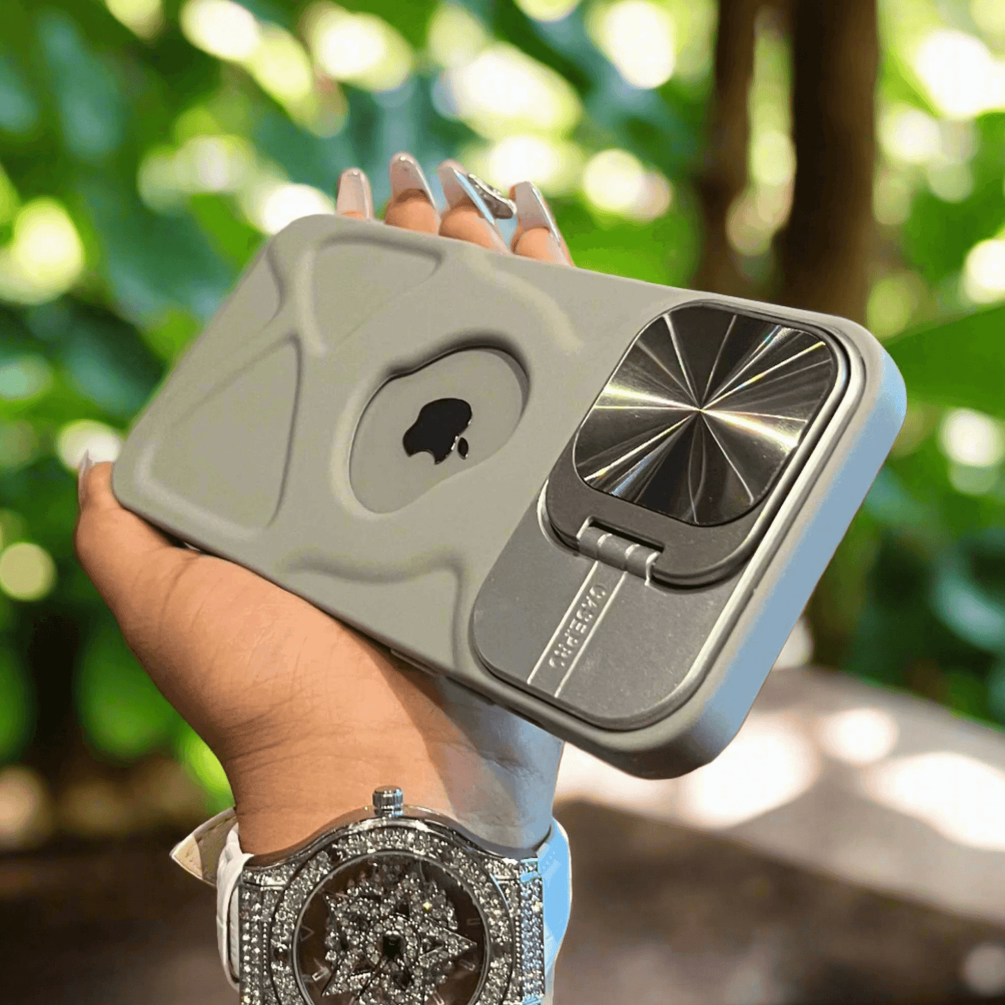 Fashion logo hole magnetic case for iphone lens protection covers