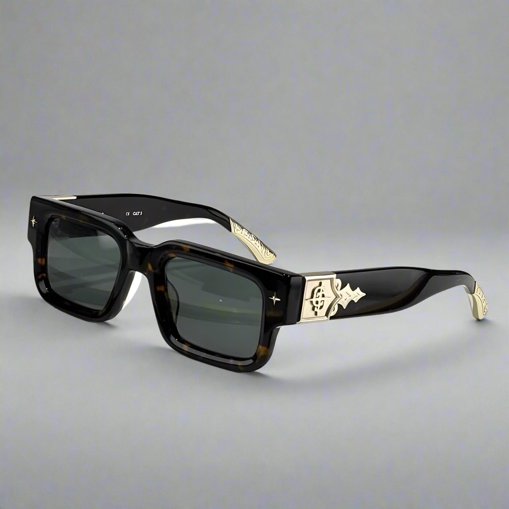 Getaway jet black thick acetatе high‑street shades luxury eyewear
