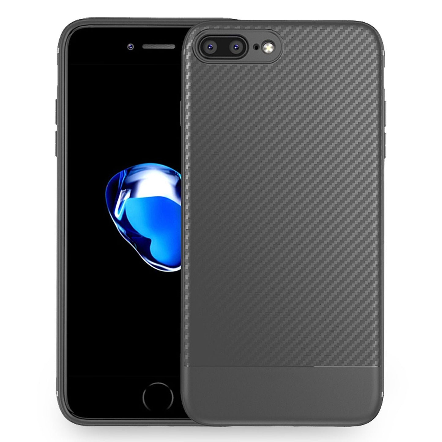 NALIA Hülle Vortex Carbon - Kompatibel iPhone 8 Plus und 7 Plus, DünnTPU, Mattes Carbonlook