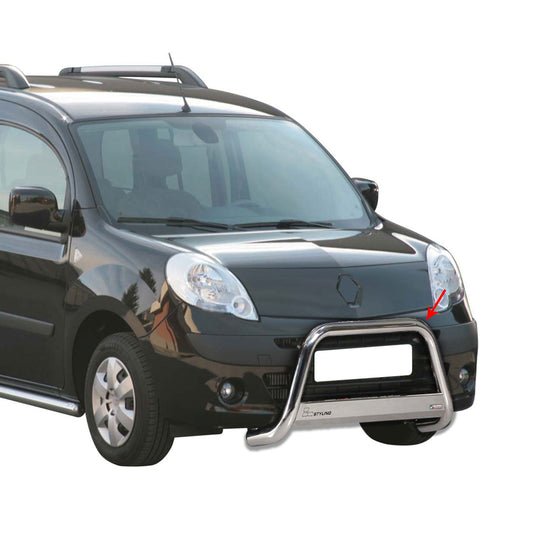 Bară de protecție/buton față pentru Renault Kangoo 2008-2013, ø63mm, oțel, argintiu