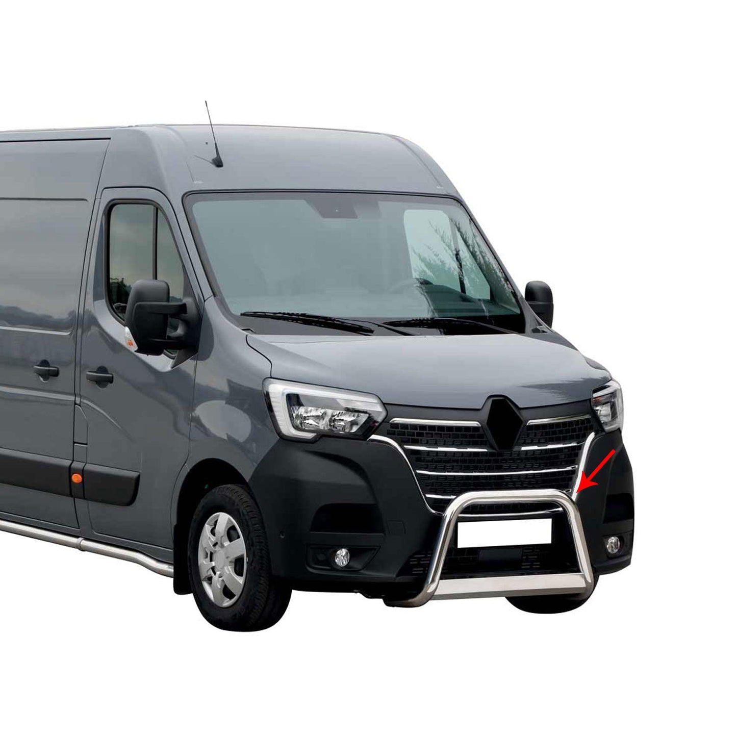 Bară de protecție/buton față pentru Renault Master 2019-2024, ø63mm, oțel, argintiu