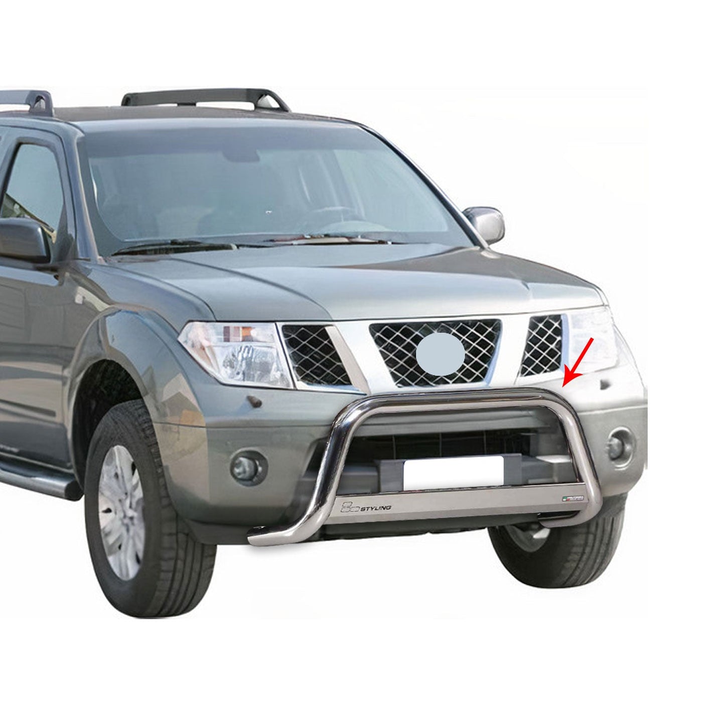 Bară de protecție/buton față pentru Nissan Pathfinder 2005-2011 ø63mm oțel argintiu