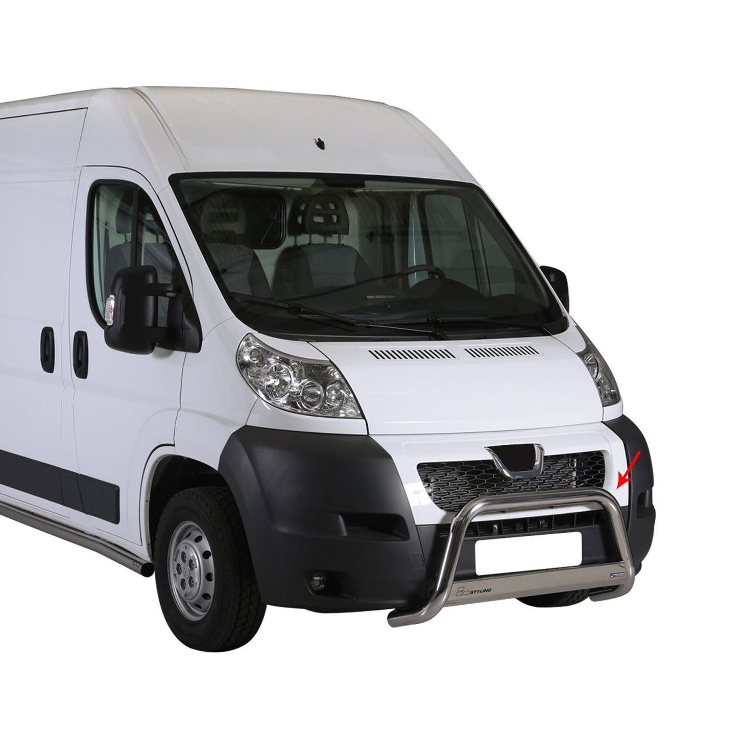 Bară de protecție/buton față pentru Peugeot Boxer 2006-2013, ø63mm, oțel, argintiu