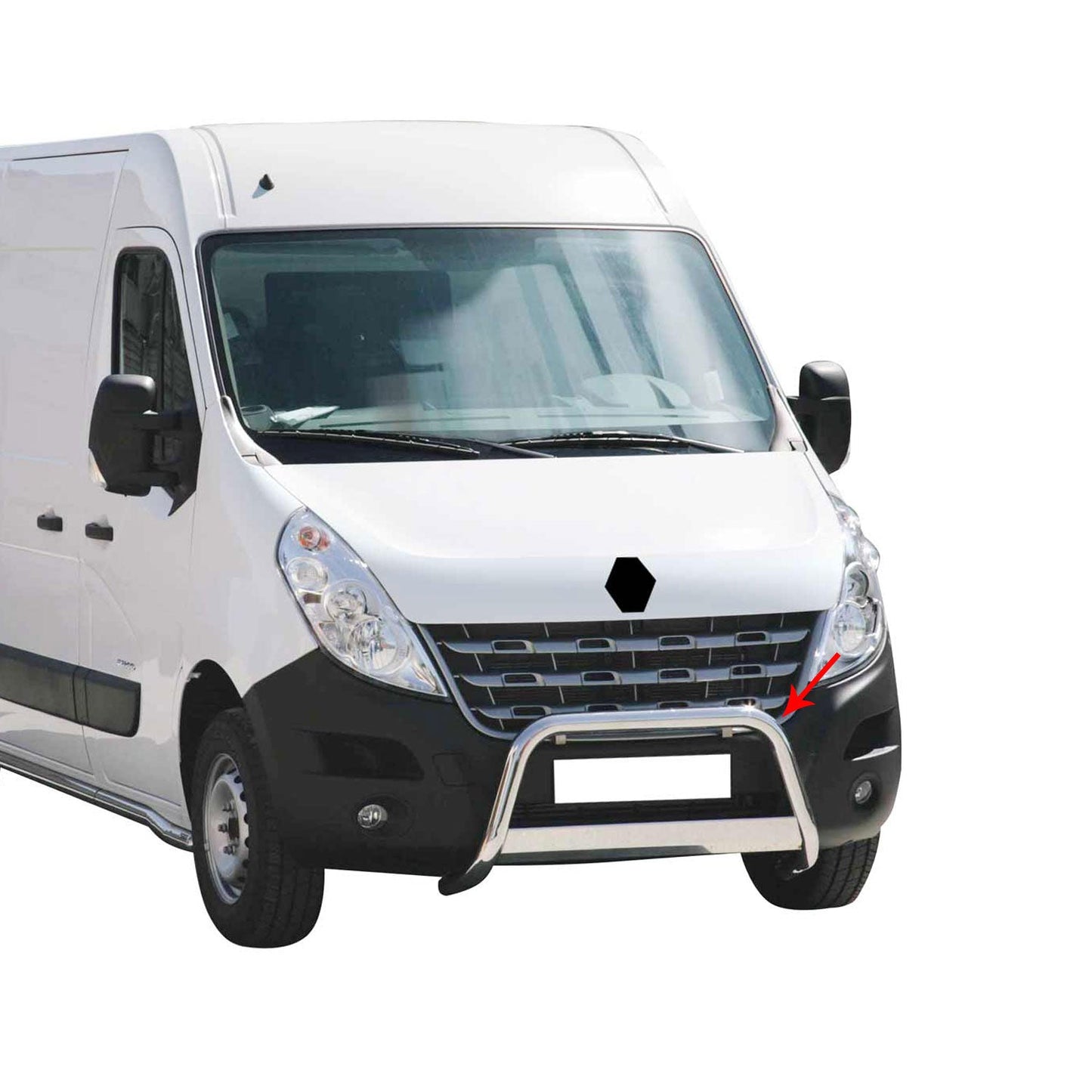 Bară de protecție/buton față pentru Renault Master 2010-2018, ø63mm, oțel, argintiu