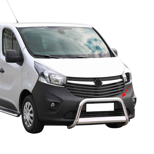 Bară de protecție/buton față din oțel inoxidabil pentru Opel Vivaro 2014-2018, gri, Ø 63 mm