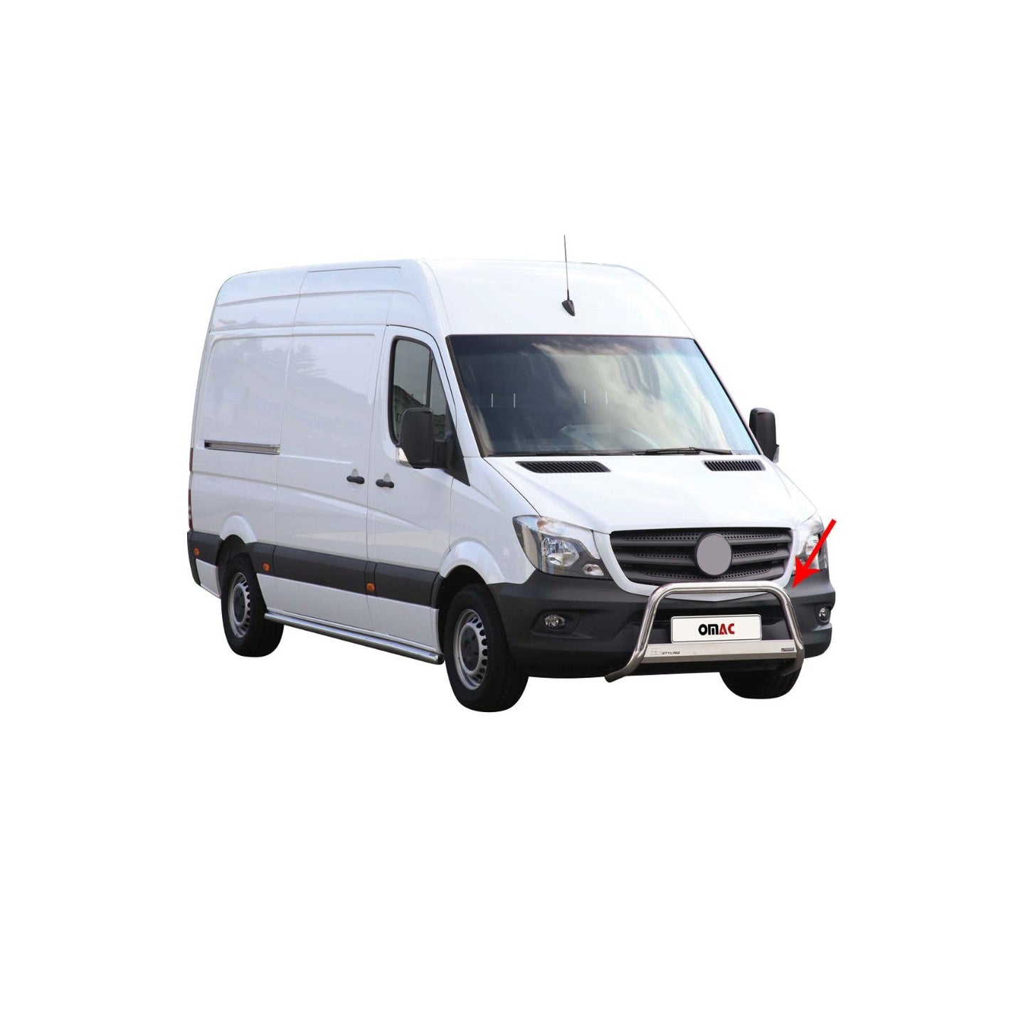 Bară de protecție/buton față pentru Mercedes Sprinter 2013-2018, ø63mm, oțel, argintiu