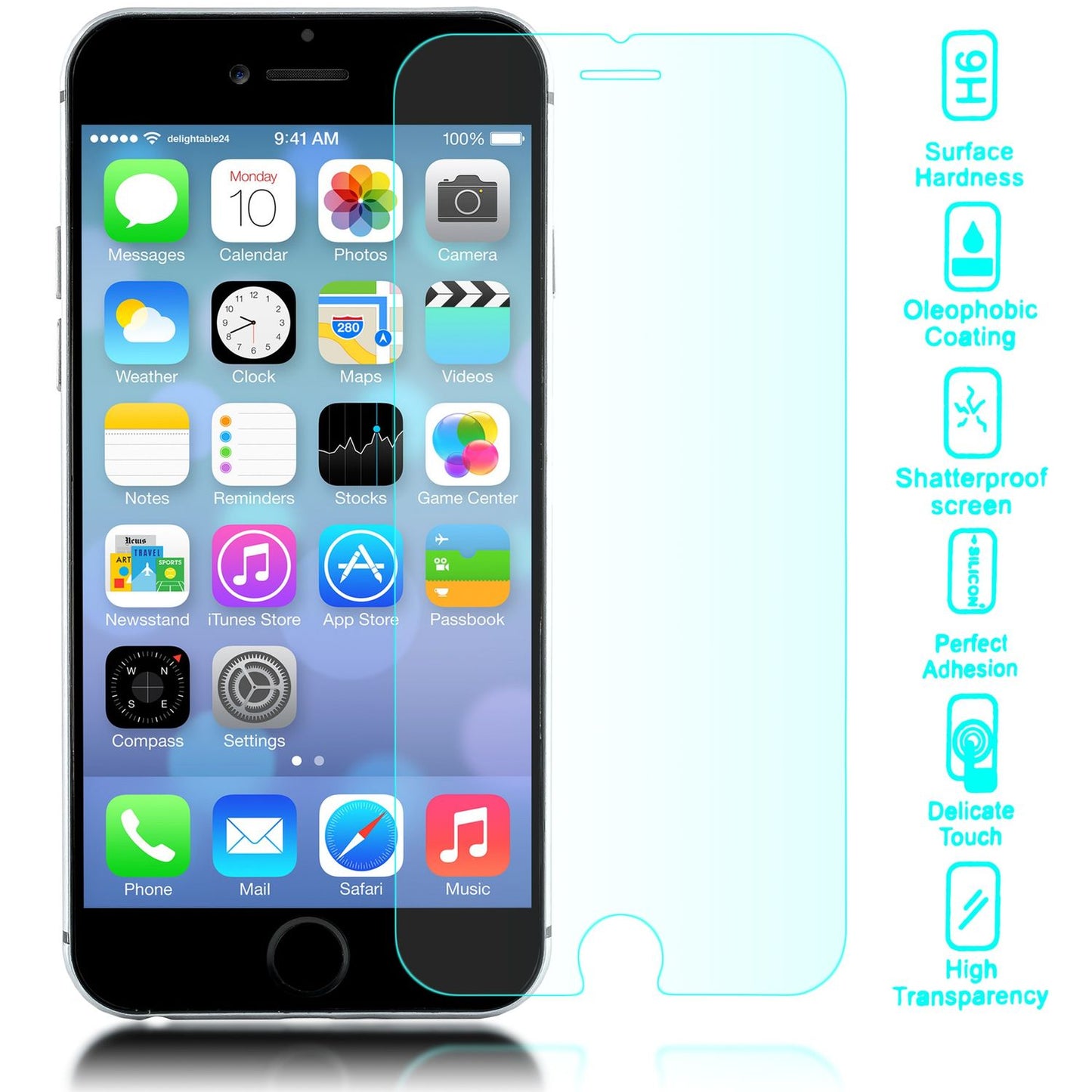 NALIA Schutzglas für Apple iPhone 6 Plus / 6S Plus, 9H Glasfolie Displayschutz