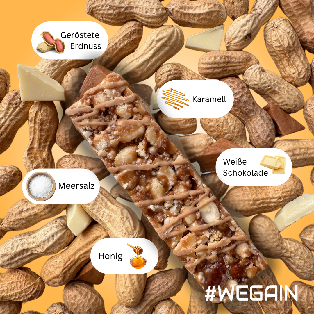 Batoane cu nuci și caramel WEGAIN - Tavă 40g 12 batoane