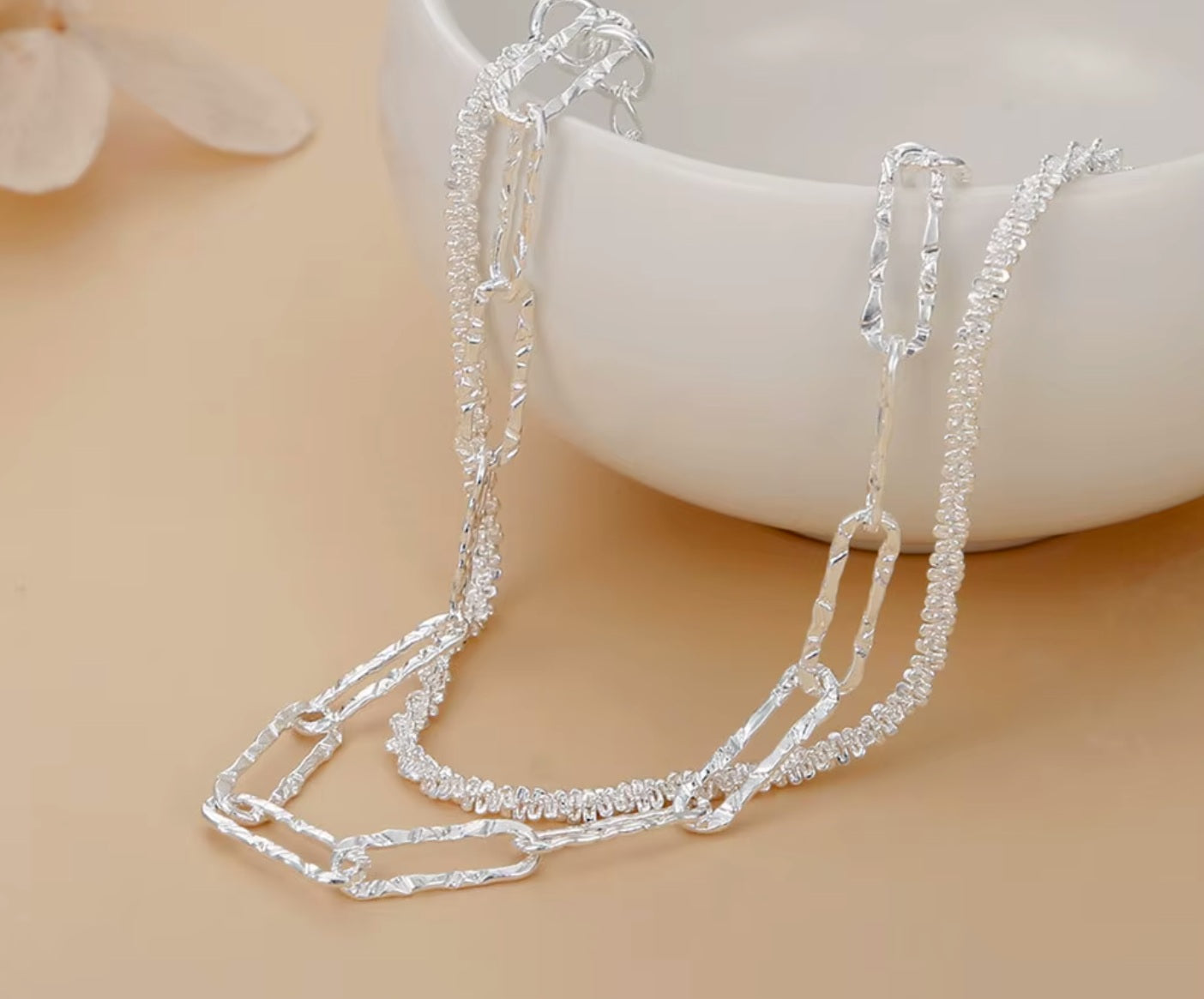 Brățară din argint 925, lanț dublu stratificat, 19cm