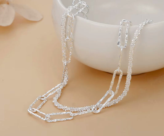 Brățară din argint 925, lanț dublu stratificat, 19cm