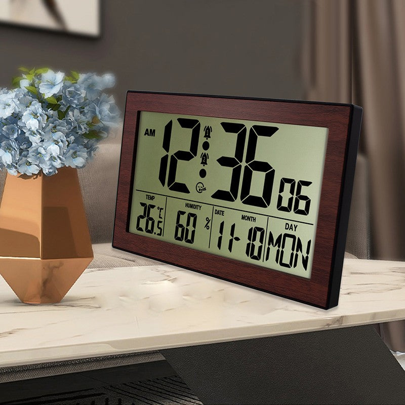 Großer Bildschirm Kreativ Digital Wanduhr Heim Nachttisch Zimmer Elektronisch Wecker Mit Thermometer Wanduhr Dual Wecker Einstellung