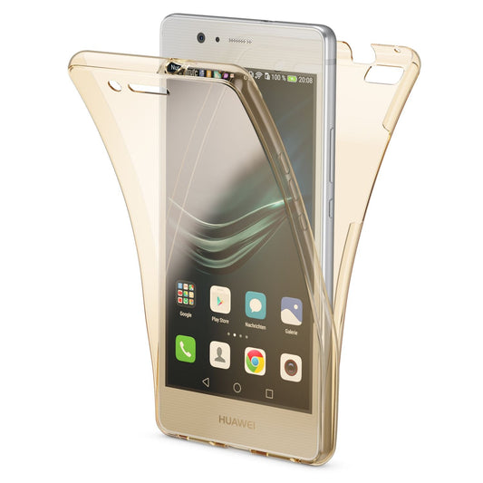 NALIA Huawei P9 Lite 360 Grad Hülle Gold Mit Transparenter Displayschutz - Silikon Dünn Rundumschutz