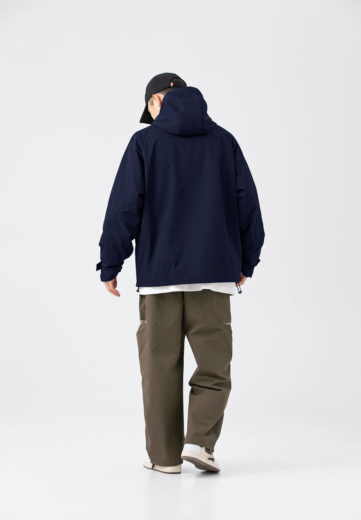 Hooded Jacket Windproof Outerwear In Navy