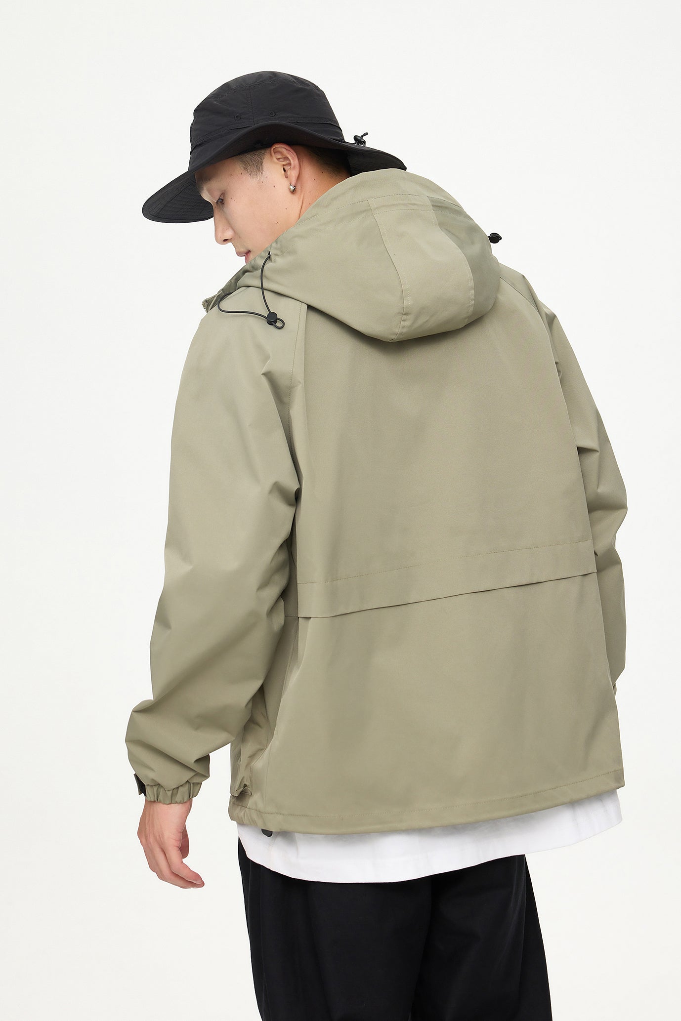 Patched Pockets Waterproof Jacket in Lightolive
