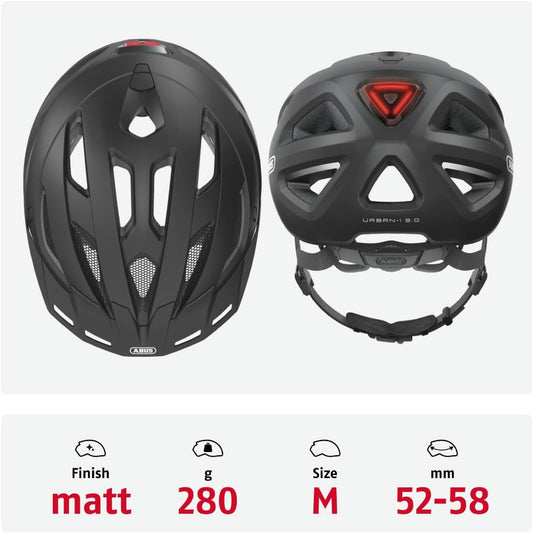ABUS Urban-I 3.0 Schutzhelm - Rücklicht, Größe M, Gewicht 320 g