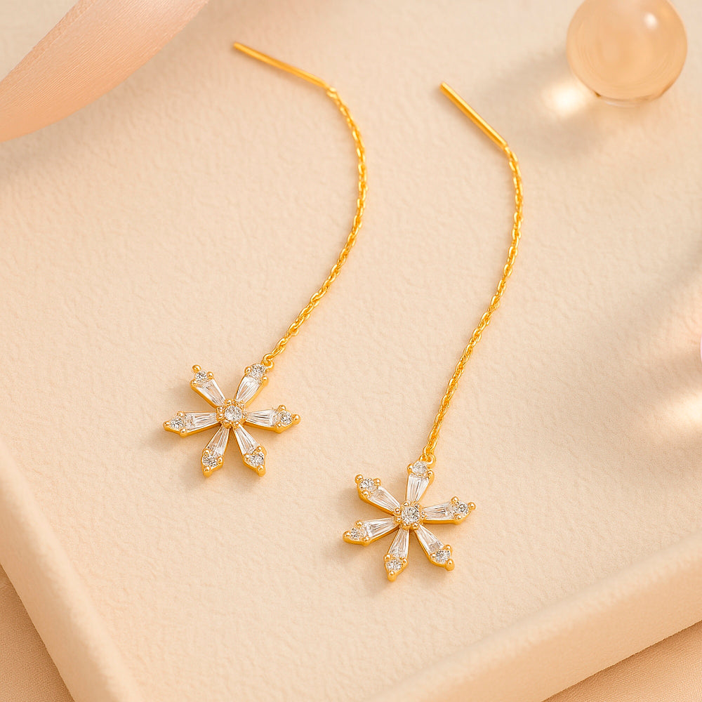 Cercei cu șurub din argint 925, formă de fulg de nea