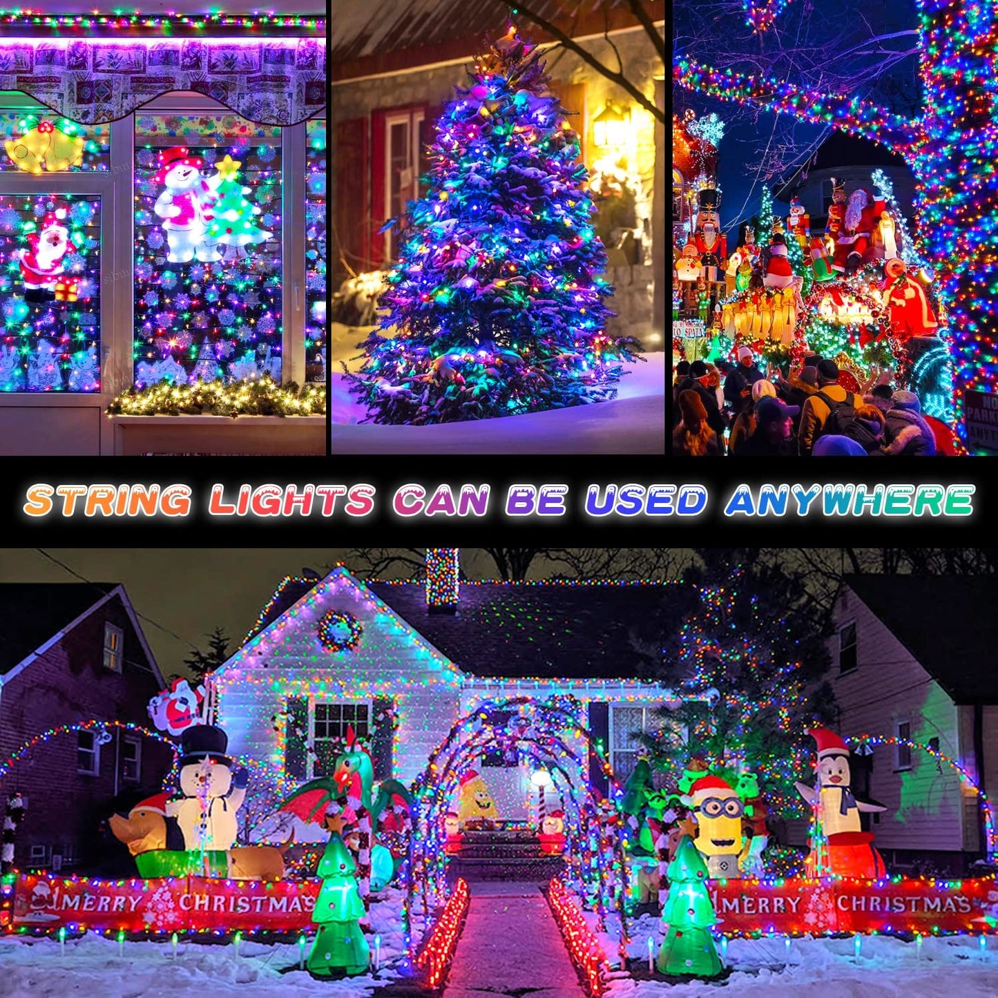 23-99ft LED Solar Light 50-300 Lights Outdoor Waterproof Fairy Garland Lights Christmas Party Halloween Decorations Solar Lights