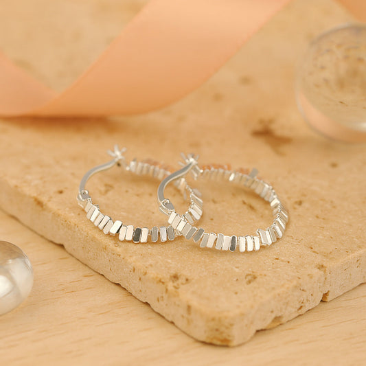 AuroraSilber Struktur-Creolen - Durchmesser 1,6 cm, Material 925er