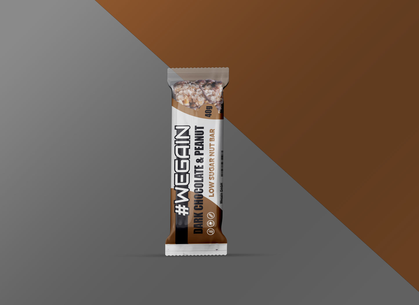 WEGAIN Baton cu ciocolată neagră și arahide, conținut scăzut de zahăr - 40g Tavă cu 12 bucăți