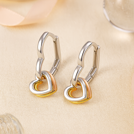 Cercei din argint 925, cercei rotunzi în formă de inimă, 1,6 cm