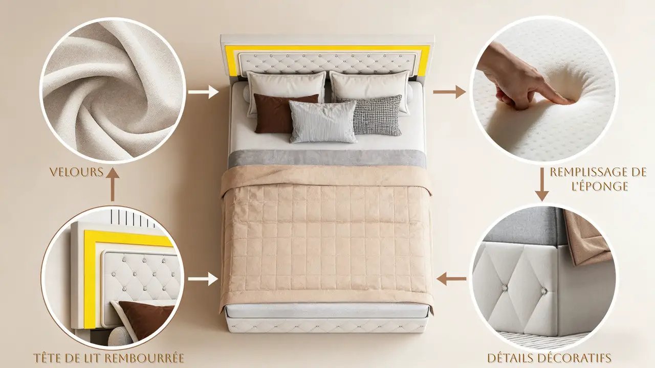 Boxspringbett Mit Hydraulischem Stauraum Und LED Beleuchtung Samtbezug
