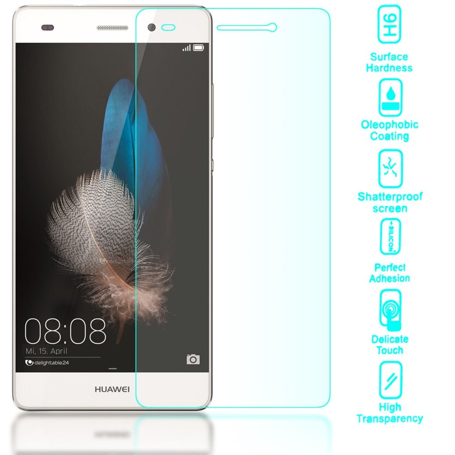 NALIA Huawei P8 Lite Schutzglas Ultradünn - 9H Härte, Edge-To-Edge, 0,33 mm Dicke