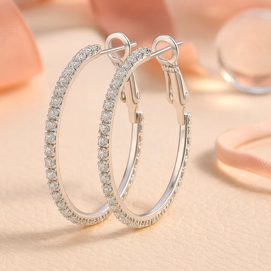 Cercei din argint 925, cercei rotunzi cu pietre