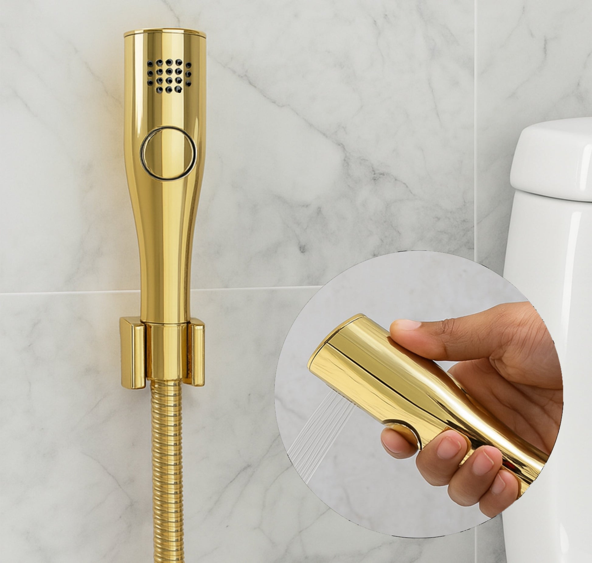 Fossa Italian Collection Heath Faucet Handheld Bidet Sprayer for Bathroom | Cloth Diaper Sprayer for Toilet | Health Faucet with 1 Mtr Hose Pipe, Hook | Chrome Finish (AQUAelite Gold)-0