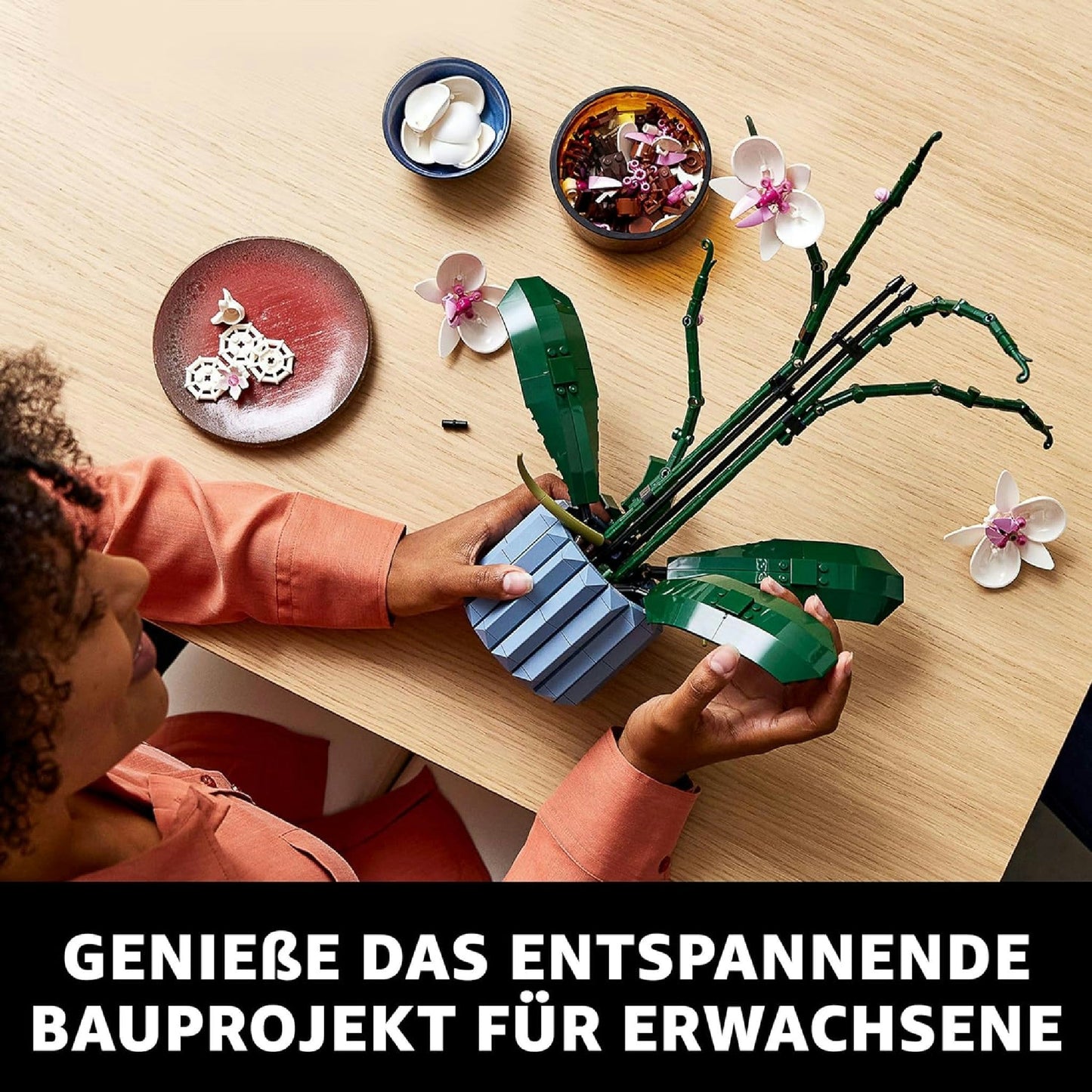 LEGO Icons Orchidee Modellbausatz - Detailabbildung, Teile Größe