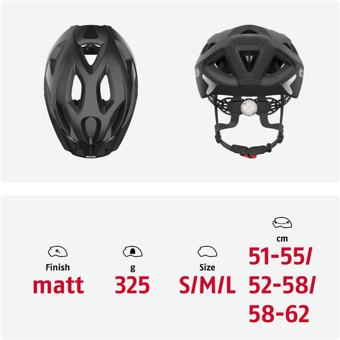 ABUS Stadthelm Aduro 2.0 Fahrradhelm Beleuchtung - 320 g Größe L