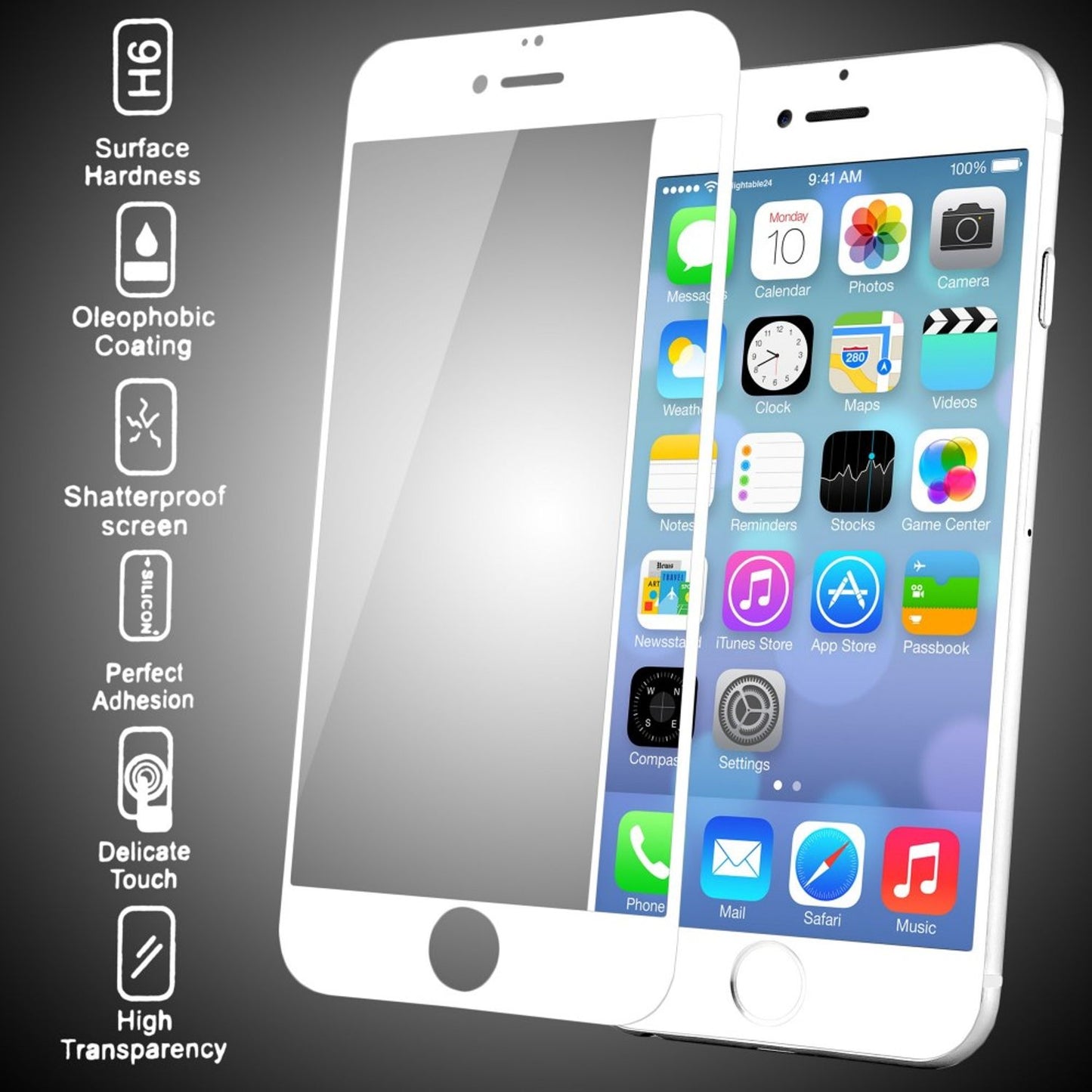 NALIA Schutzglas für Apple iPhone 6 Plus 6S Plus, 9H Full Cover Echt Hartglas